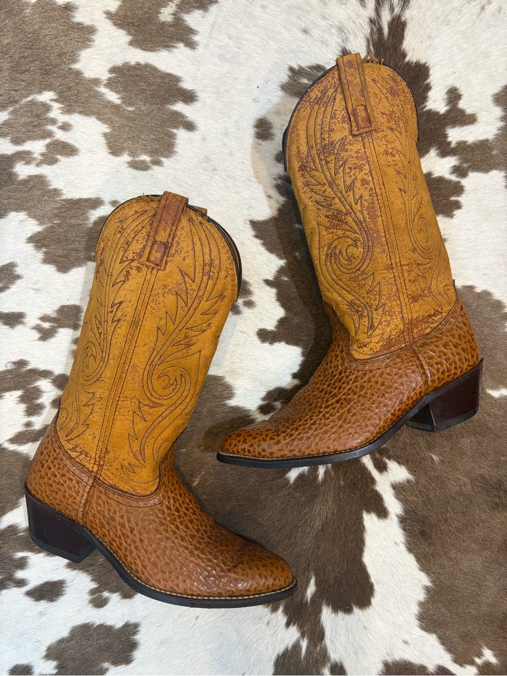 ACME Men's Distressed Tan Western Cowboy Boots